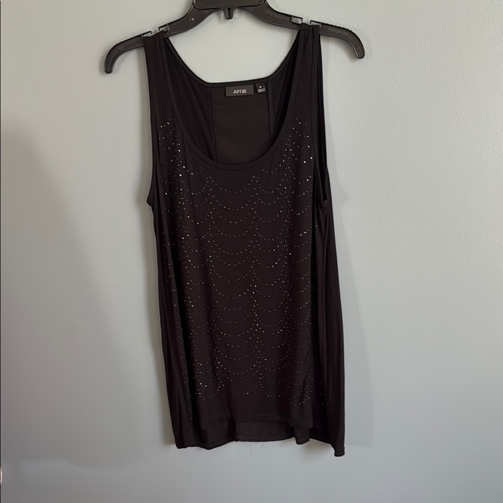 Apt. 9 Black Sequined Tank Top Relaxed Fit Scoop Neck
